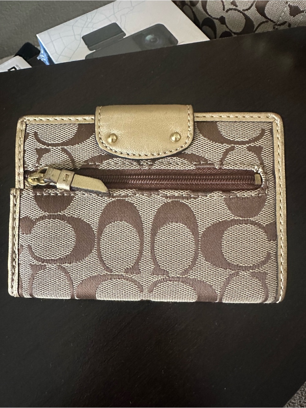 Coach Brown/Tan Signature Canvas Tote with Matching Wallet - Picture 4 of 16